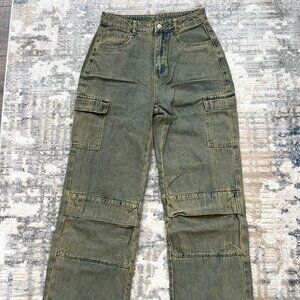NWT High Waist Cargo Jeans Sz SM